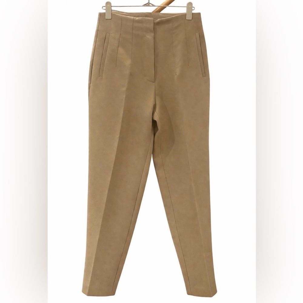 Zara High Rise Tailored Pants Taupe Straight Leg Women’s Medium
